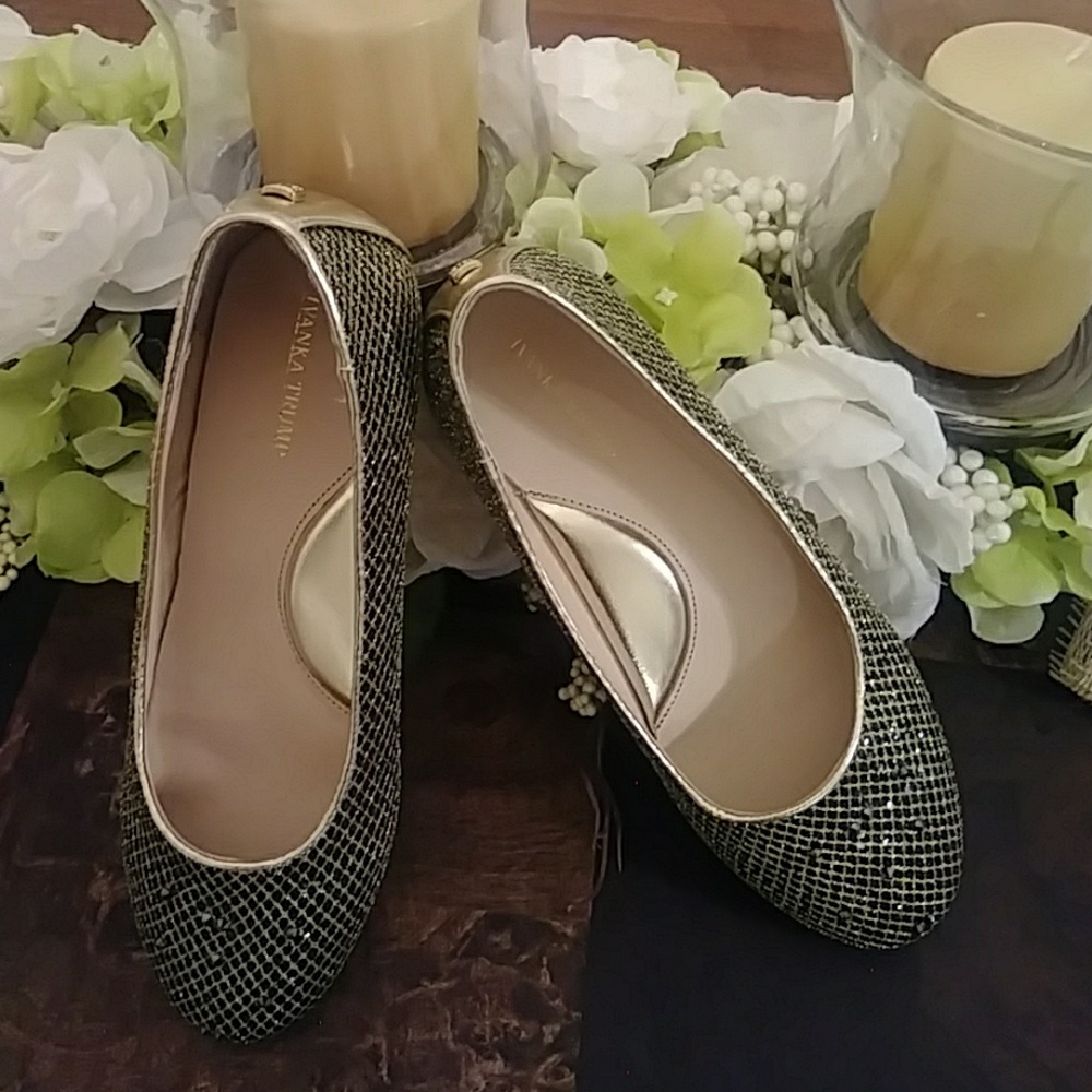 Gold and Black studded Ivanka Trump flats